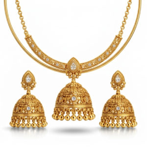 Golden Necklace Set with Earrings – Traditional & Party Wear Jewellery