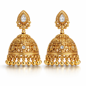 Golden Traditional Jhumka Earrings – Ethnic & Party Wear